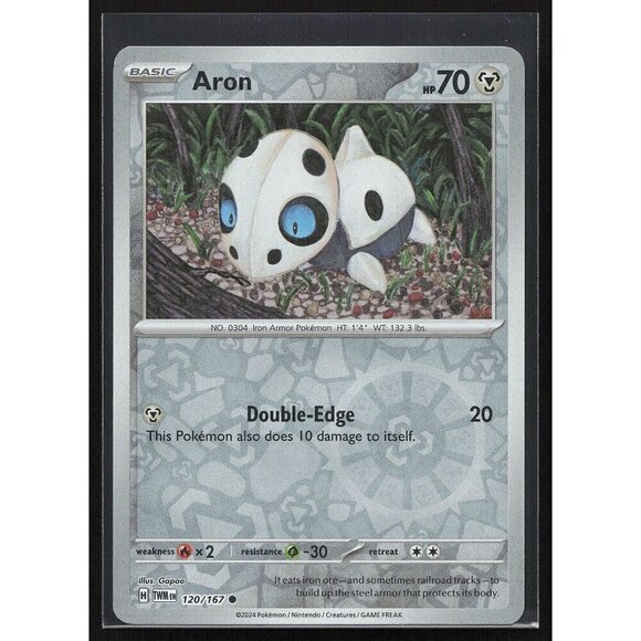 Pokemon TCG - Aron [Reverse Holo]  - 120/167 - Twilight Masquerade - Near Mint - Picture 1 of 2